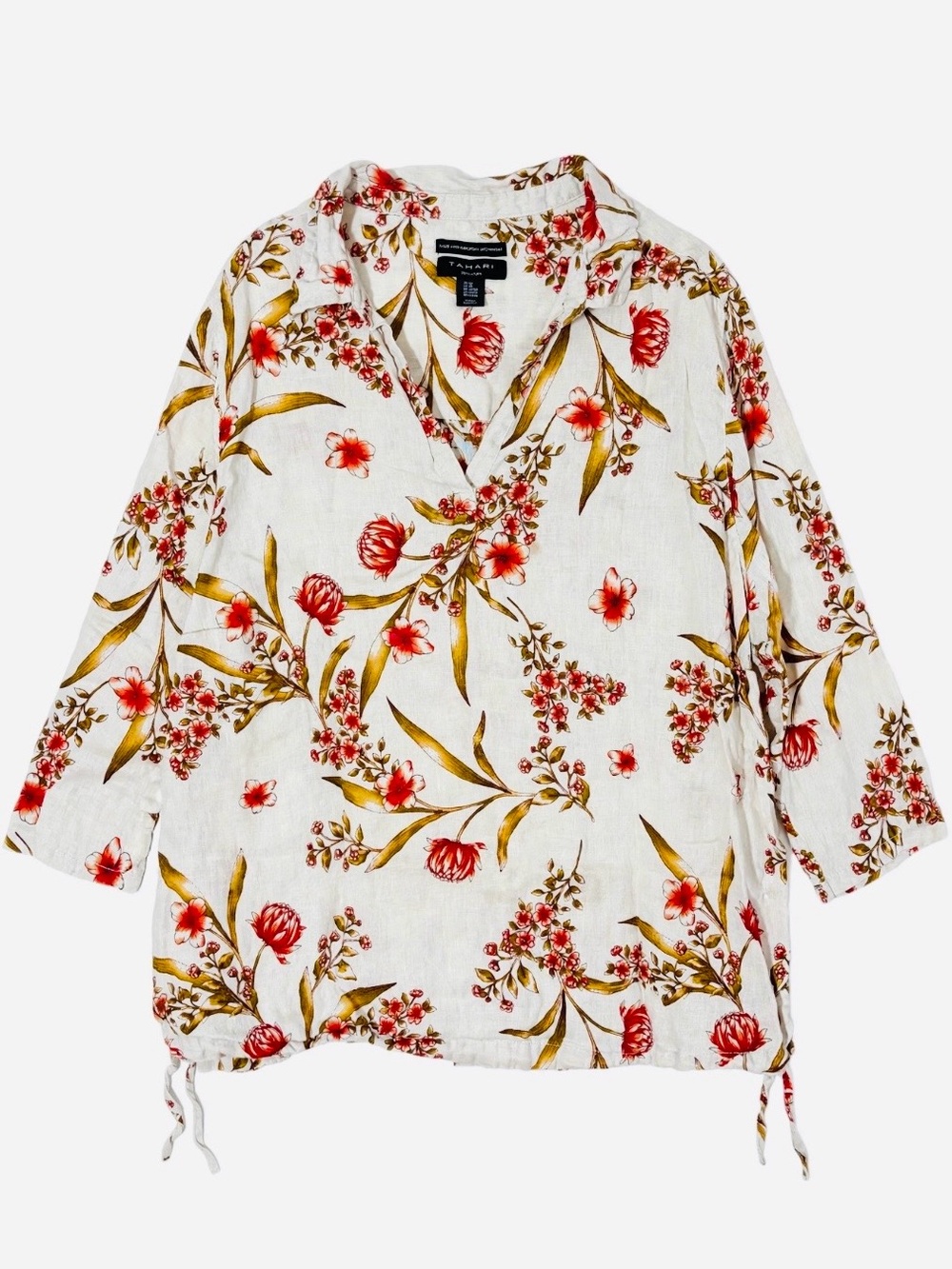 Tahari pure linen 3X top